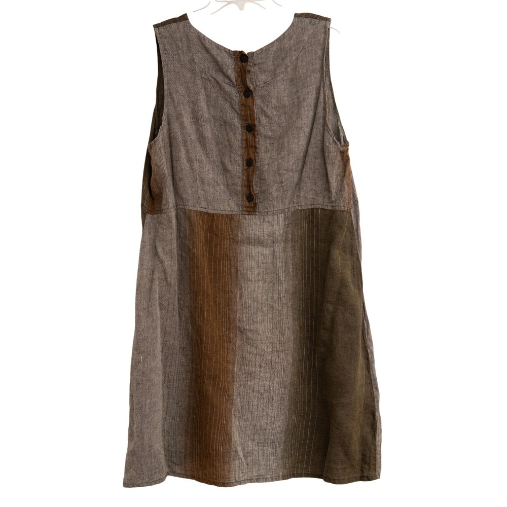 FLAX Linen Tunic Dress Sz M Oversized Earthy Lagenlook Artsy Minimalist Rustic